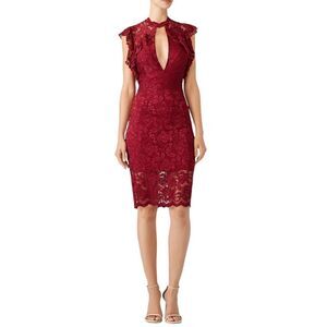 Saylor Anthropologie Red Maroon Lace Dress Size Small